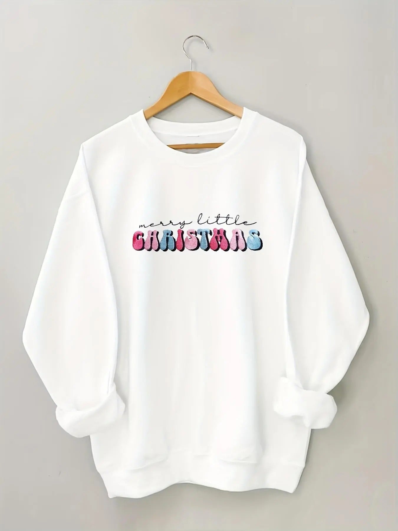 Women's Letter Print Crew Neck Sweatshirt, Casual Drop Shoulder Long Sleeve Pullover, Women's Fall & Winter Clothes for...
