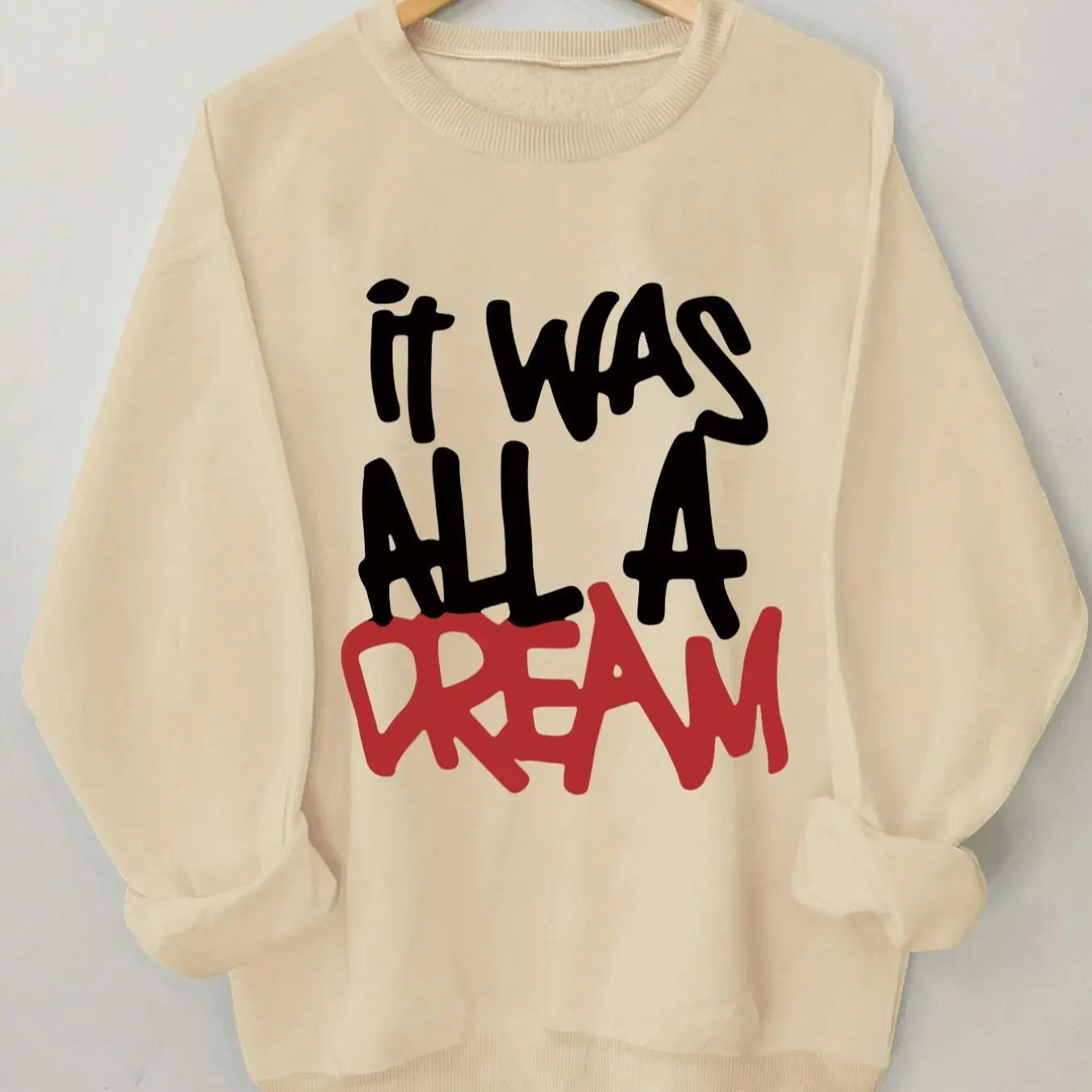 Women's Letter Print Crew Neck Sweatshirt, Casual Long Sleeve Pullover Sweatshirt for Daily Wear, Ladies Clothing for...