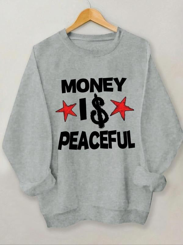 Women's Letter Print Crew Neck Sweatshirt, Casual Long Sleeve Pullover for Fall & Winter, Ladies Clothes for Daily Wear...