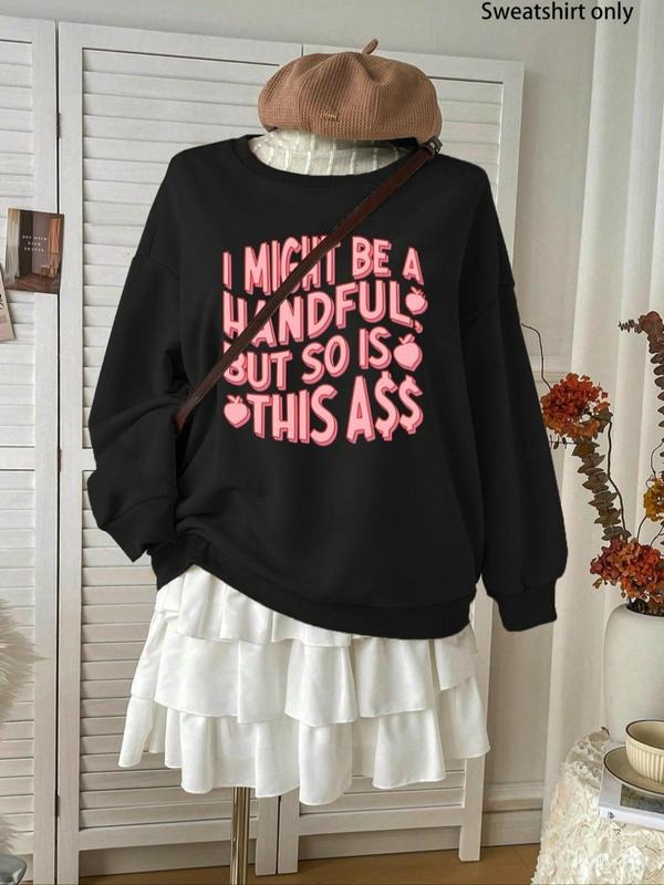 Women's Letter Print Crew Neck Sweatshirt, Casual Long Sleeve Pullover for Fall & Winter, Women's Clothes for Daily Wear...