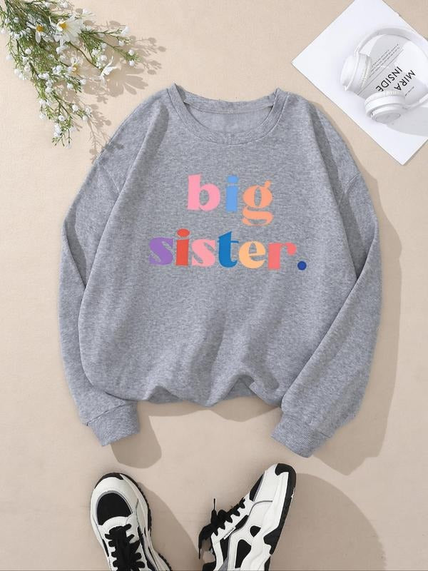 Women's Letter Print Crew Neck Sweatshirt, Casual Long Sleeve Pullover for Fall & Winter, Women's Clothes for Daily Wear...