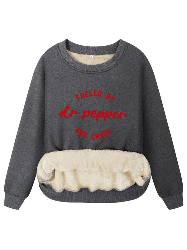Women's Letter Print Crew Neck Sweatshirt, Casual Long Sleeve Pullover for Fall & Winter, Women's Clothes for Daily Wear...