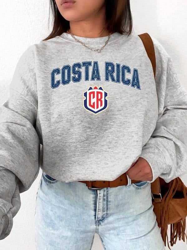 Women's Letter Print Crew Neck Sweatshirt, Casual Long Sleeve Pullover for Fall & Winter, Women's Clothes for Daily...