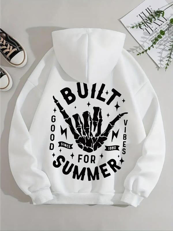 Women's Letter Print Drawstring Hoodie, Fashion Casual Hooded Sweatshirt For Halloween Daily Holiday Outdoor Wear, Women...