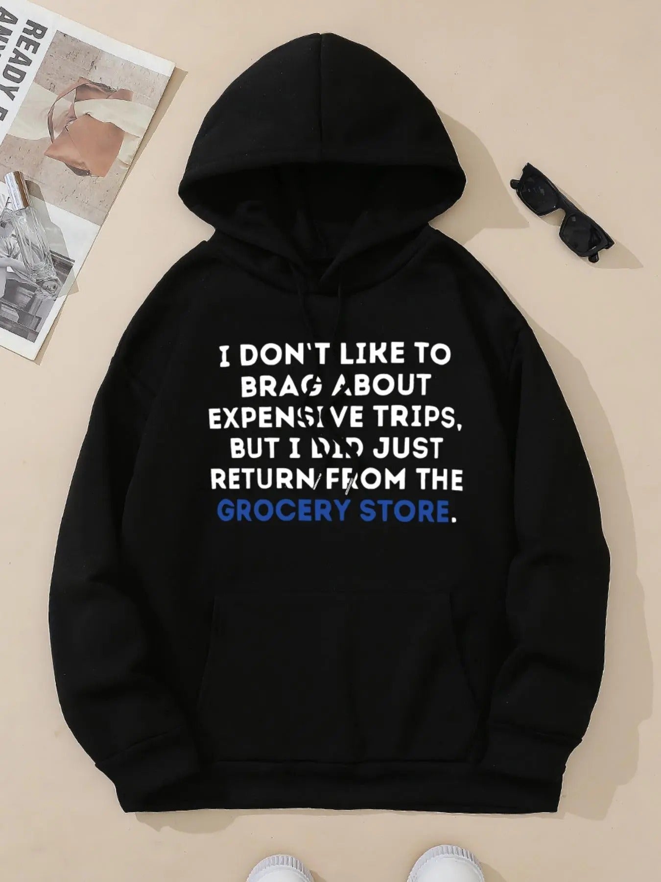 Women's Letter Print Drawstring Pocket Hoodie, Casual Hooded Sweatshirt for Daily Holiday Outdoor Wear, Women Clothing...
