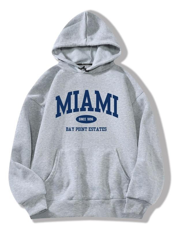 Women's Letter Print Drawstring Pocket Hoodie, Casual Hooded Sweatshirt for Daily Wear, Comfortable Ladies Fall & Winter...