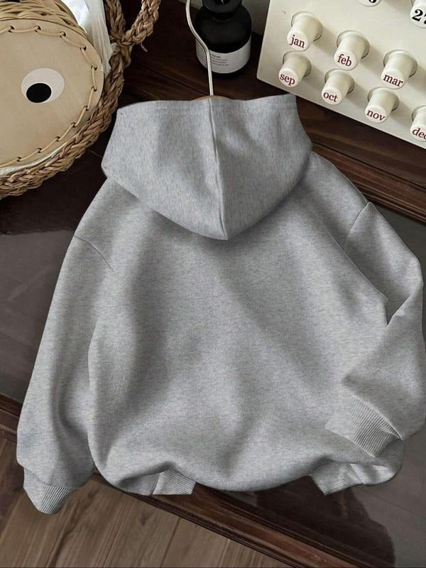 Women's Letter Print Drawstring Pocket Hoodie, Casual Long Sleeve Hooded Sweatshirt for Daily Wear, Ladies Clothes for...