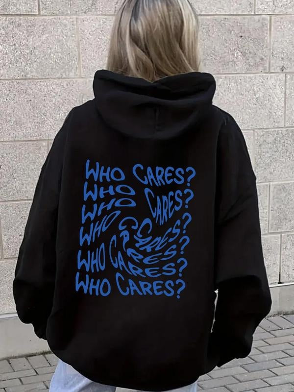 Women's Letter Print Drawstring Pocket Hoodie, Casual Long Sleeve Hooded Sweatshirt for Fall & Winter, Women's Tops for...