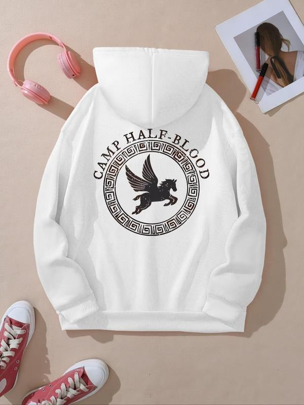 Women's Letter Print Drawstring Pocket Hoodie, Fashion Casual Hooded Sweatshirt for Daily Holiday Outdoor Wear, Women...