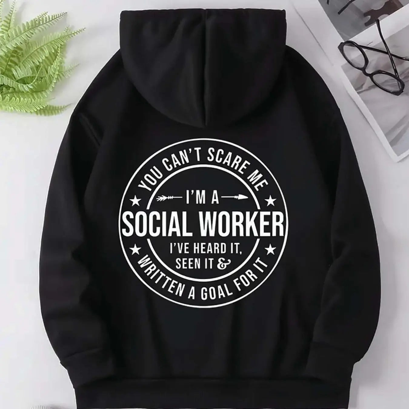 Women's Letter Print Drop Drawstring Shoulder Hoodie, Fashion Casual Kangaroo Pocket Hooded Sweatshirt for Daily Holiday...
