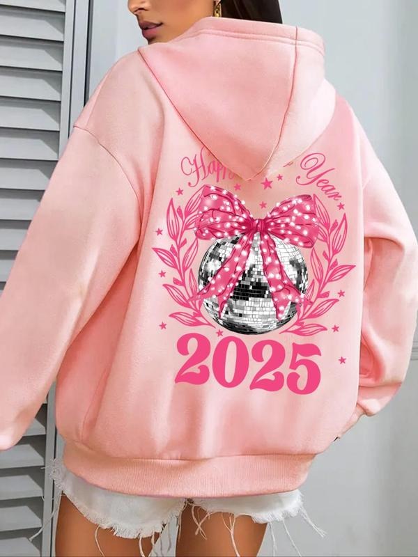 Women's Letter Print Drop Shoulder Drawstring Hoodie, Fashion Casual Kangaroo Pocket Hooded Sweatshirt for Daily Holiday...