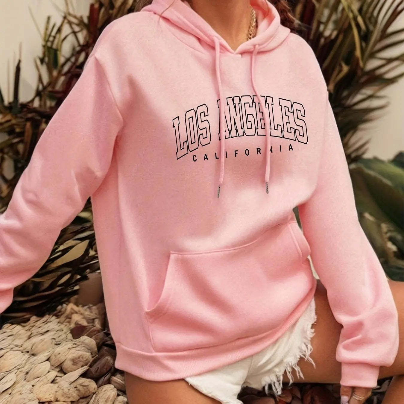 Women's Letter Print Drop Shoulder Drawstring Hoodie, Fashion Casual Kangaroo Pocket Hooded Sweatshirt for Daily Holiday...