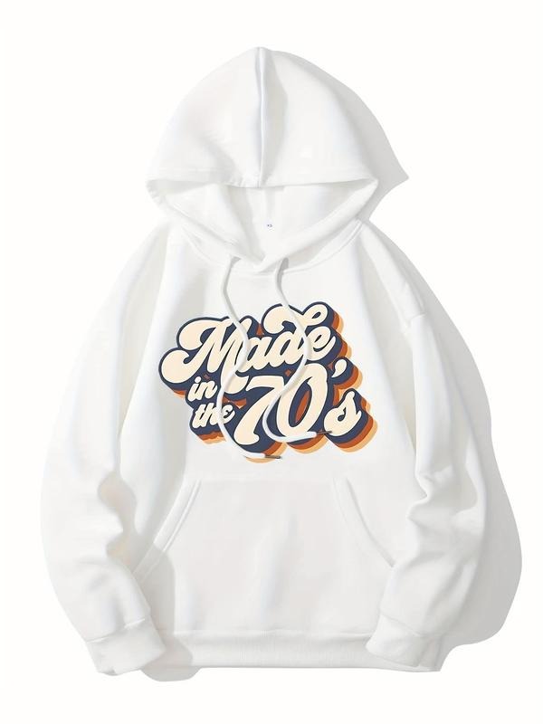 Women's Letter Print Drop Shoulder Drawstring Hoodie, Fashion Casual Pocket Hooded Sweatshirt For Daily Wear, Women Fall...