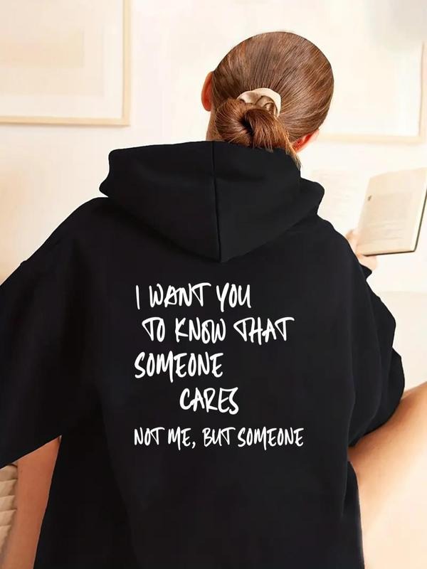 Women's Letter Print Drop Shoulder Hoodie, Casual Drawstring Pocket Hooded Sweatshirt, Ladies Clothes for Spring & Fall...