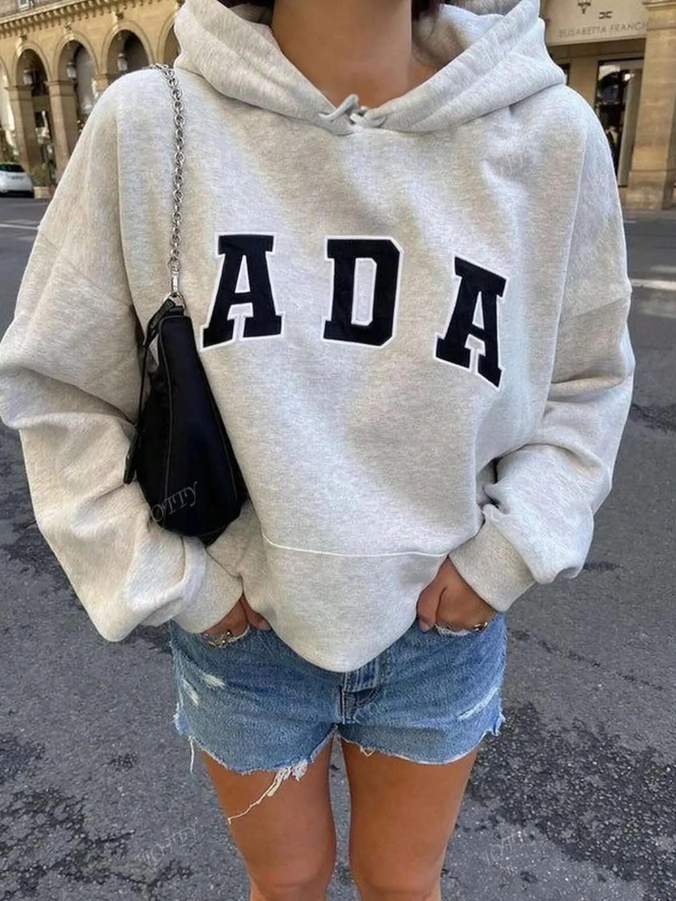 Women's Letter Print Drop Shoulder Hoodie, Casual Kangaroo Pocket Hooded Sweatshirt for Daily Holiday Outdoor Wear, Women...