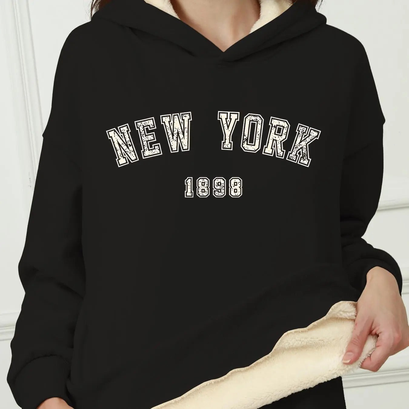 Women's Letter Print Drop Shoulder Hoodie, Casual Long Sleeve Hooded Sweatshirt for Fall & Winter, Women's Clothes for...