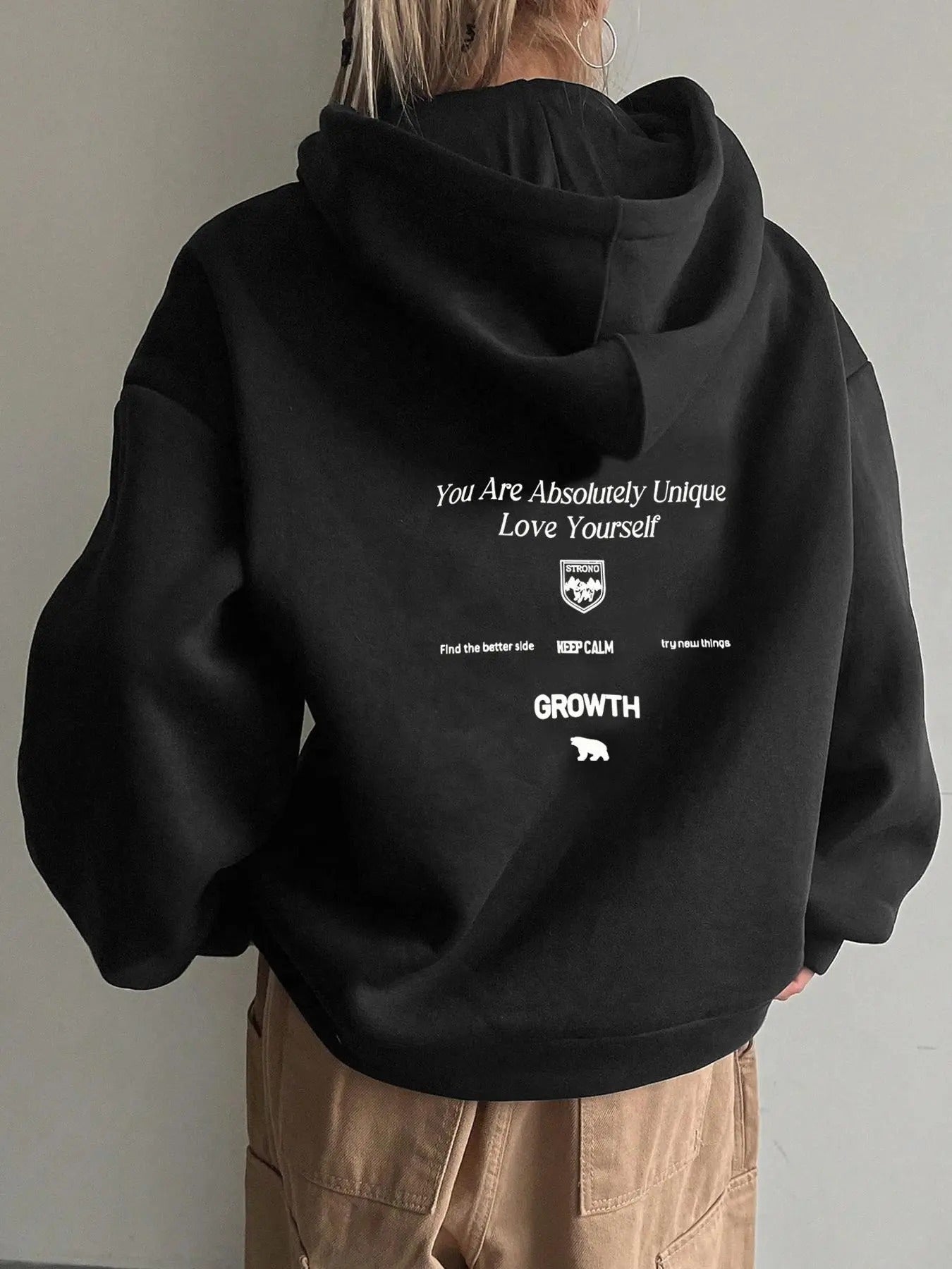 Women's Letter Print Drop Shoulder Hoodie, Fashion Casual Drawstring Hooded Sweatshirt for Daily Holiday Outdoor Wear,...