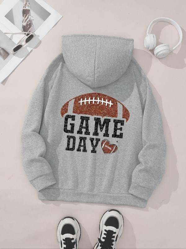 Women's Letter Print Drop Shoulder Hoodie, Fashion Casual Drawstring Pocket Hooded Sweatshirt for Daily Holiday Outdoor...