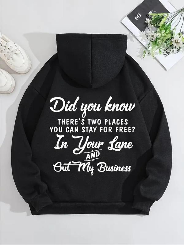 Women's Letter Print Drop Shoulder Hoodie, Fashion Casual Drawstring Pocket Hooded Sweatshirt for Daily Holiday Outdoor...