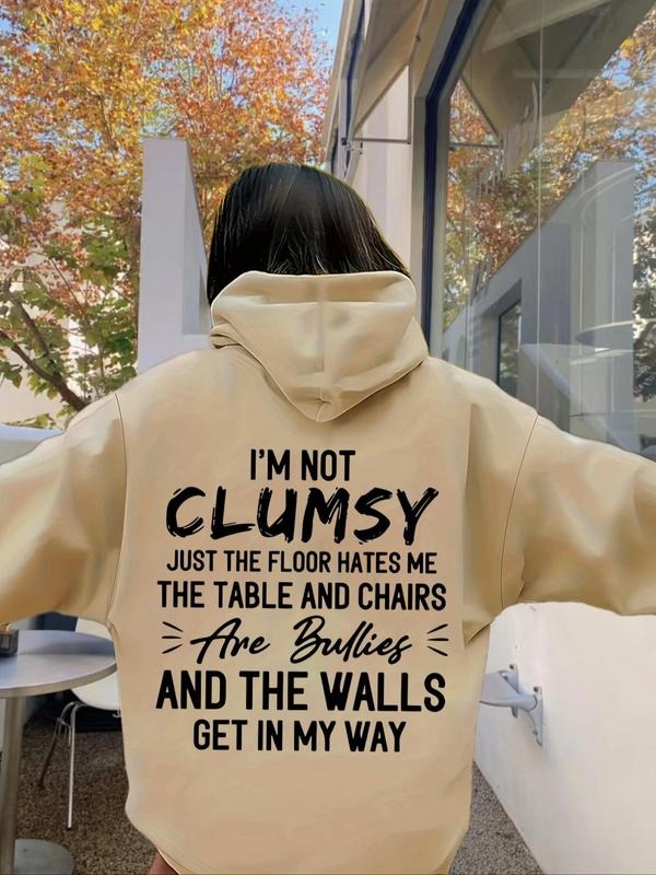 Women's Letter Print Drop Shoulder Hoodie, Fashion Casual Drawstring Pocket Hooded Sweatshirt for Daily Holiday Outdoor...