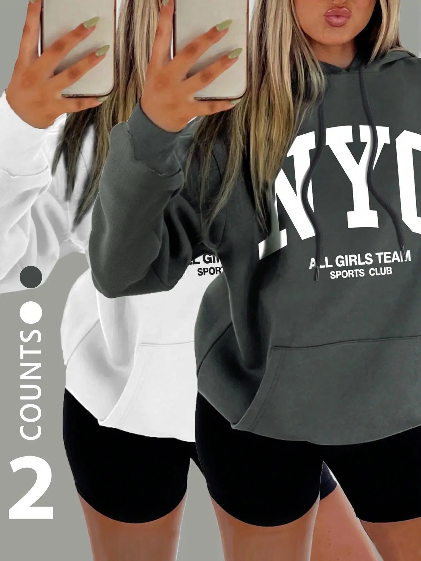 Women's Letter Print Drop Shoulder Hoodie, Fashion Casual Drawstring Pocket Hooded Sweatshirt for Daily Holiday Outdoor...