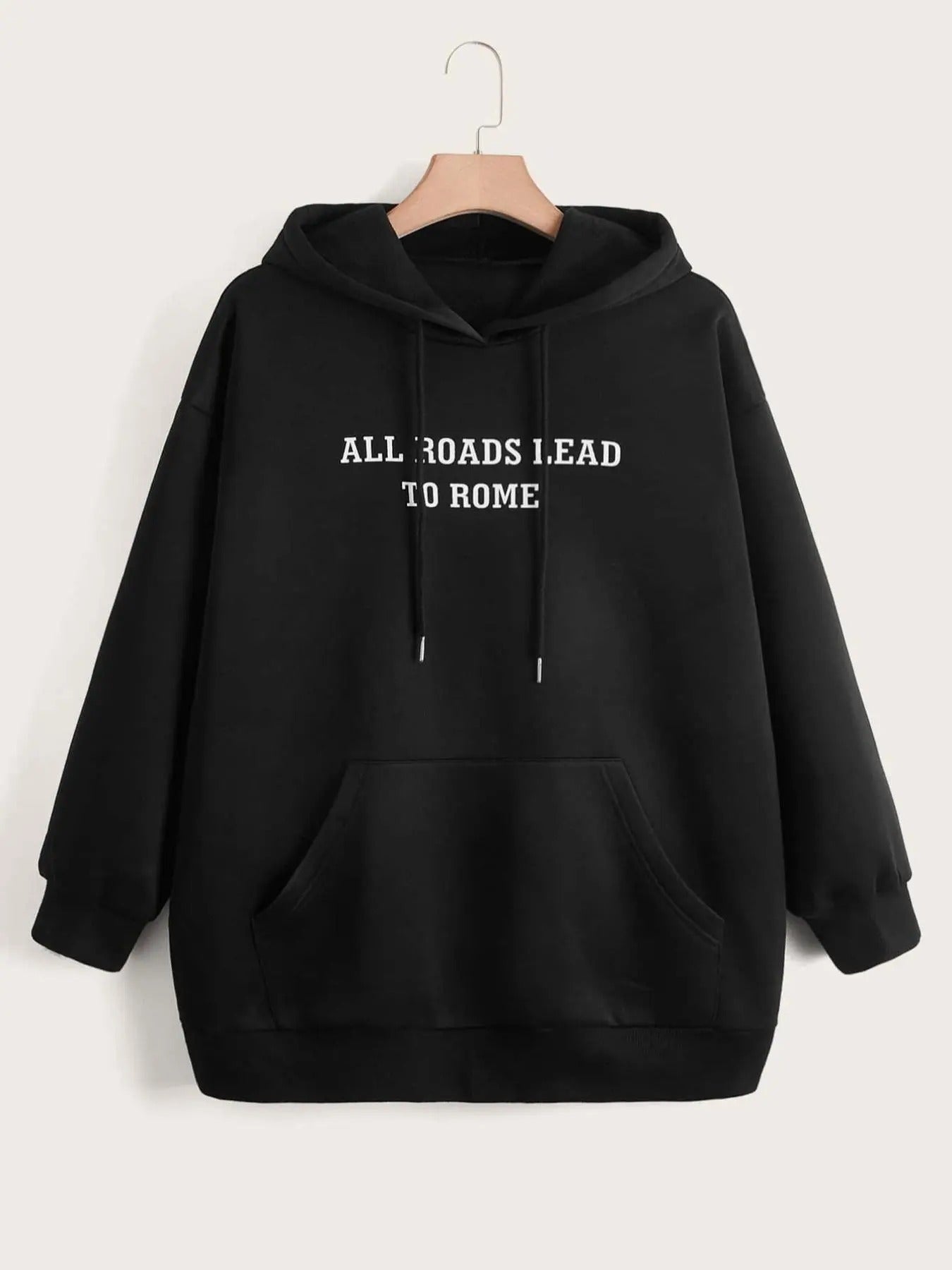Women's Letter Print Drop Shoulder Hoodie, Fashion Casual Drawstring Pocket Hooded Sweatshirt for Daily Holiday Outdoor...