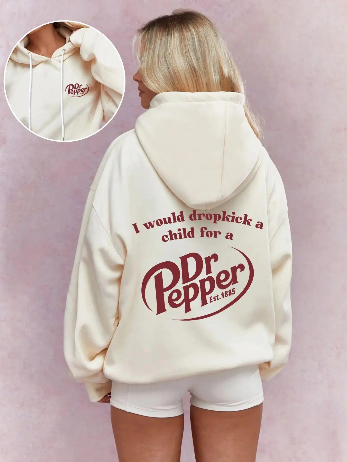 Women's Letter Print Drop Shoulder Hoodie, Fashion Casual Drawstring Pocket Hooded Sweatshirt for Daily Holiday Outdoor...