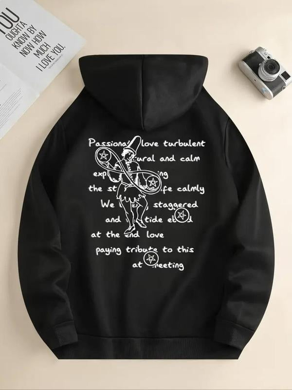 Women's Letter Print Drop Shoulder Hoodie, Fashion Casual Drawstring Pocket Hooded Sweatshirt for Daily Holiday Outdoor...