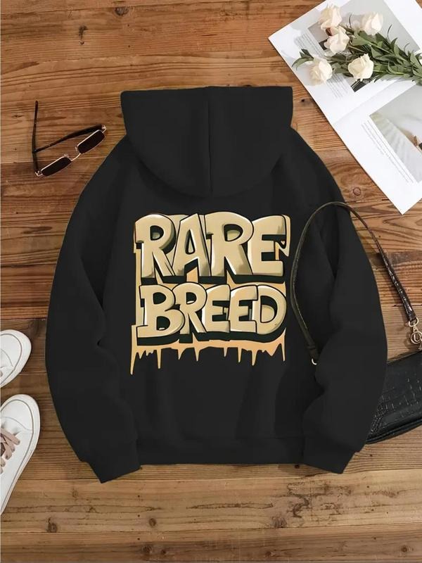 Women's Letter Print Drop Shoulder Hoodie, Fashion Casual Drawstring Pocket Hooded Sweatshirt for Daily Holiday Outdoor...