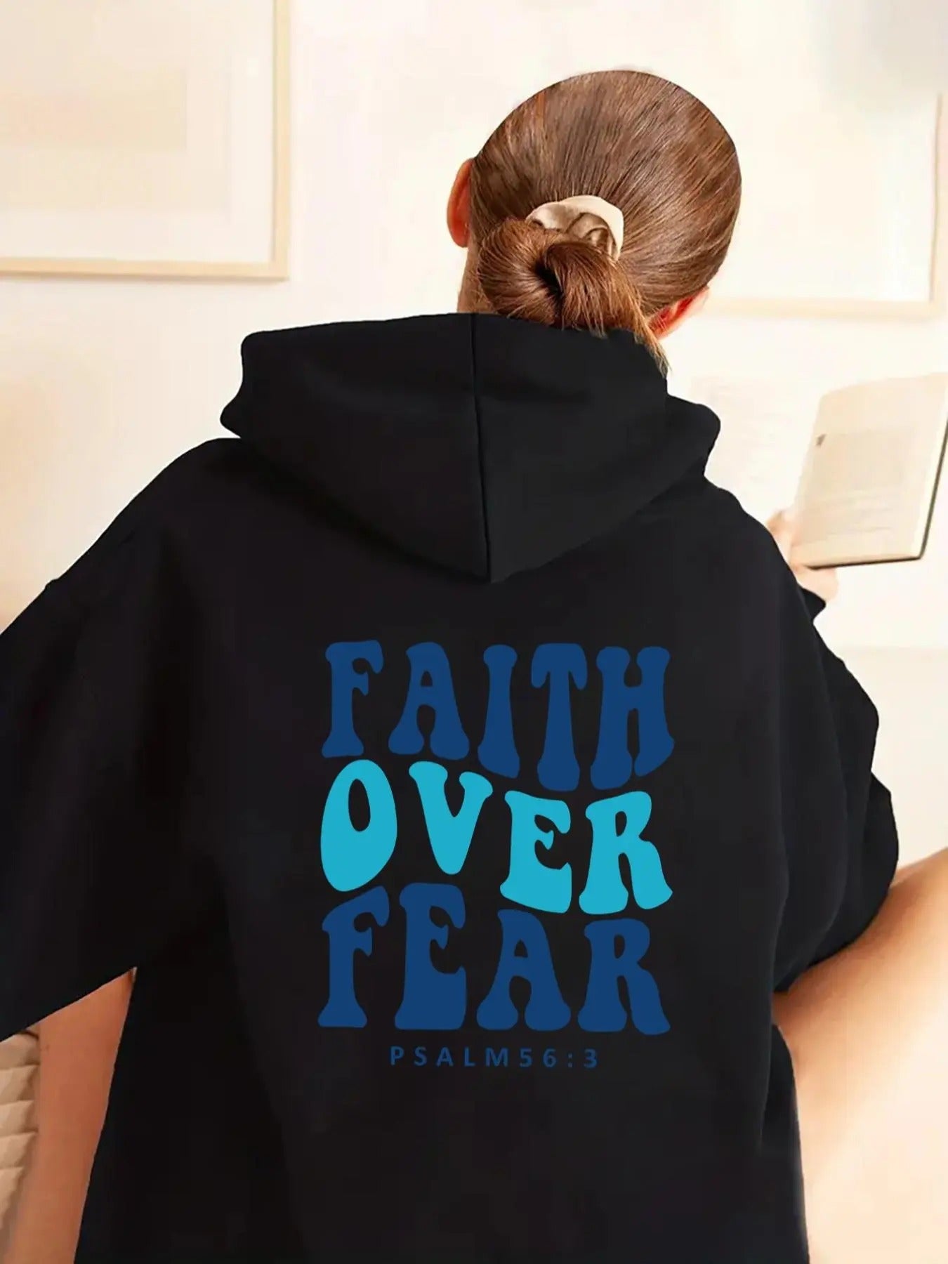 Women's Letter Print Drop Shoulder Hoodie, Fashion Casual Drawstring Pocket Hooded Sweatshirt for Daily Holiday Outdoor...