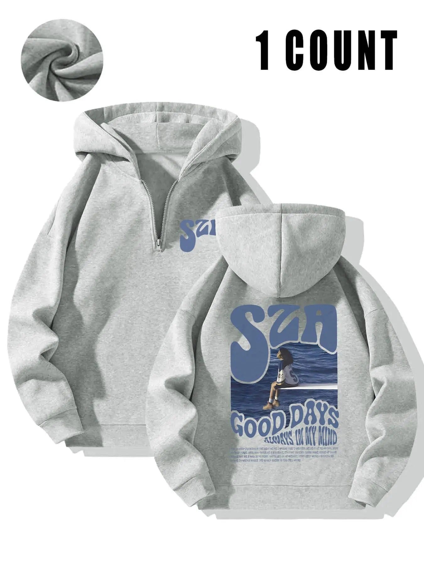 Women's Letter Print Drop Shoulder Hoodie, Fashion Casual Half Zip Hooded Sweatshirt for Daily Holiday Outdoor Wear,...