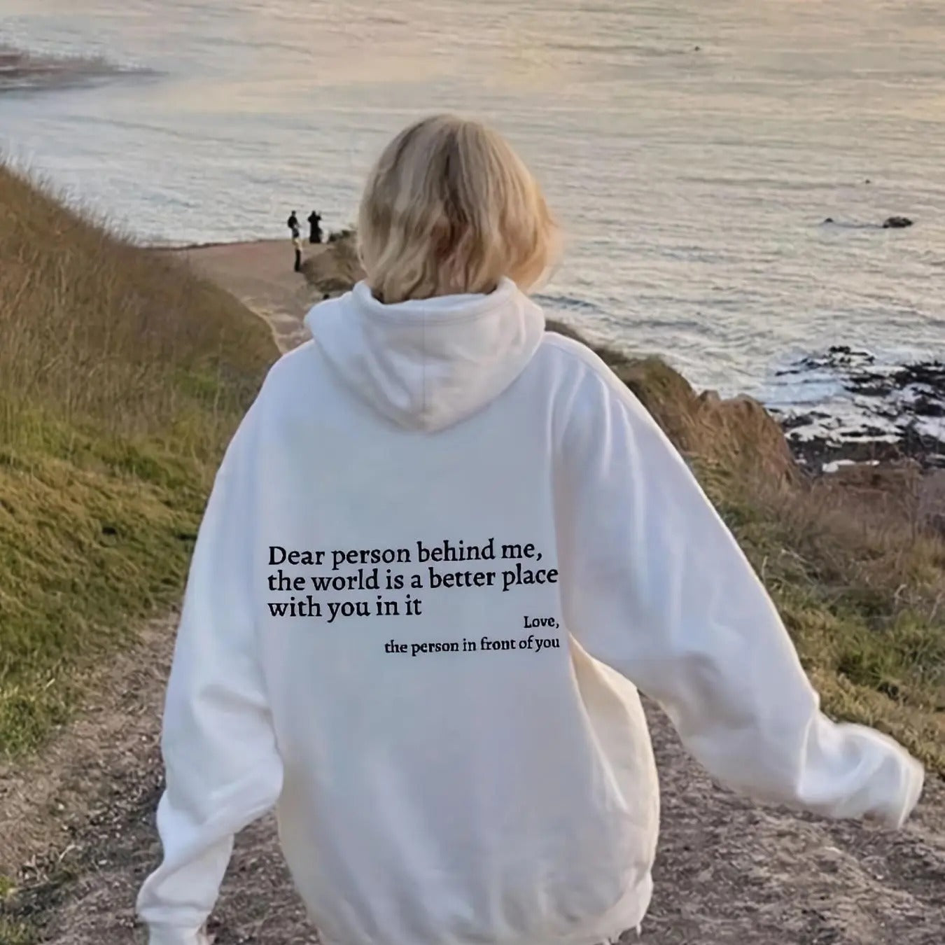 Women's Letter Print Drop Shoulder Hoodie, Fashion Casual Kangaroo Pocket Hooded Sweatshirt for Daily Holiday Outdoor...