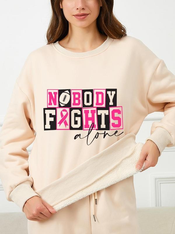 Women's Letter Print Drop Shoulder Pullover, Casual Long Sleeve Round Neck Sweatshirt for Fall & Winter, Women's Clothes...