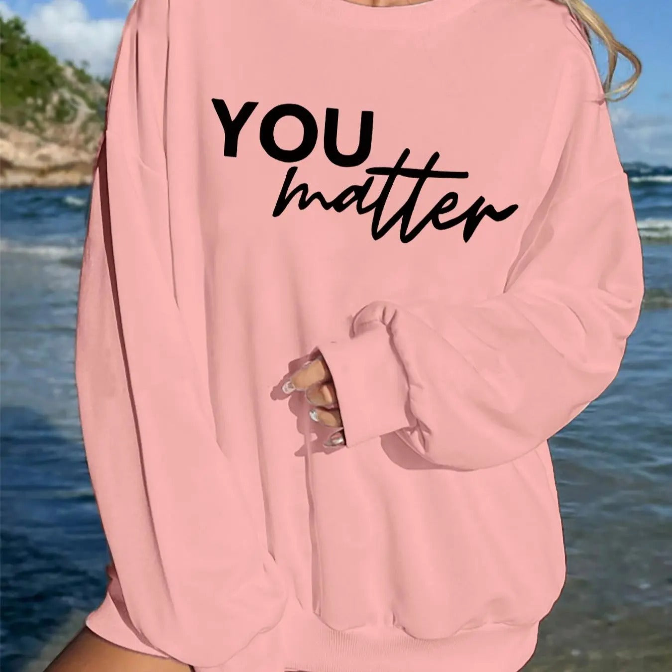 Women's Letter Print Drop Shoulder Pullover, Fashion Casual Crew Neck Sweatshirt for Daily Holiday Outdoor Wear, Women...