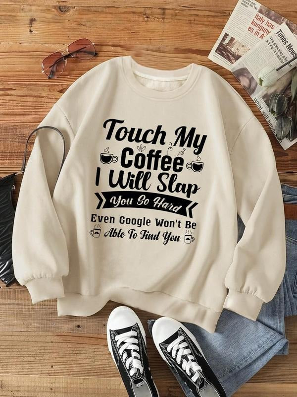 Women's Letter Print Drop Shoulder Sweatshirt, Casual Long Sleeve Crew Neck Pullover For Fall & Winter, Women's Clothing...