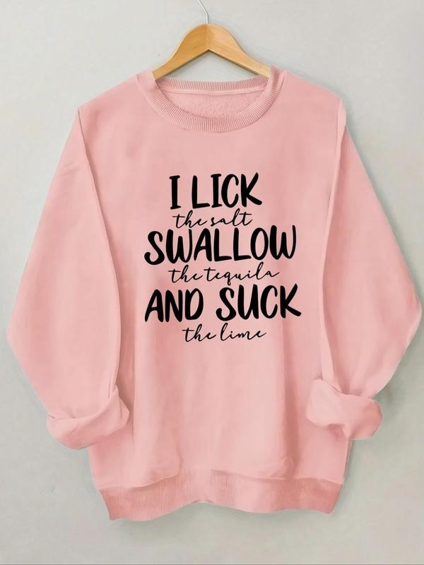 Women's Letter Print Drop Shoulder Sweatshirt, Casual Long Sleeve Round Neck Pullover For Fall & Winter, Fashion Women's...