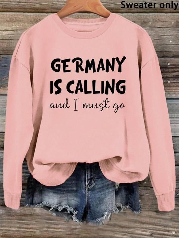 Women's Letter Print Drop Shoulder Sweatshirt, Casual Long-Sleeve Round Neck Pullover For Fall & Winter, Ladies Clothes...