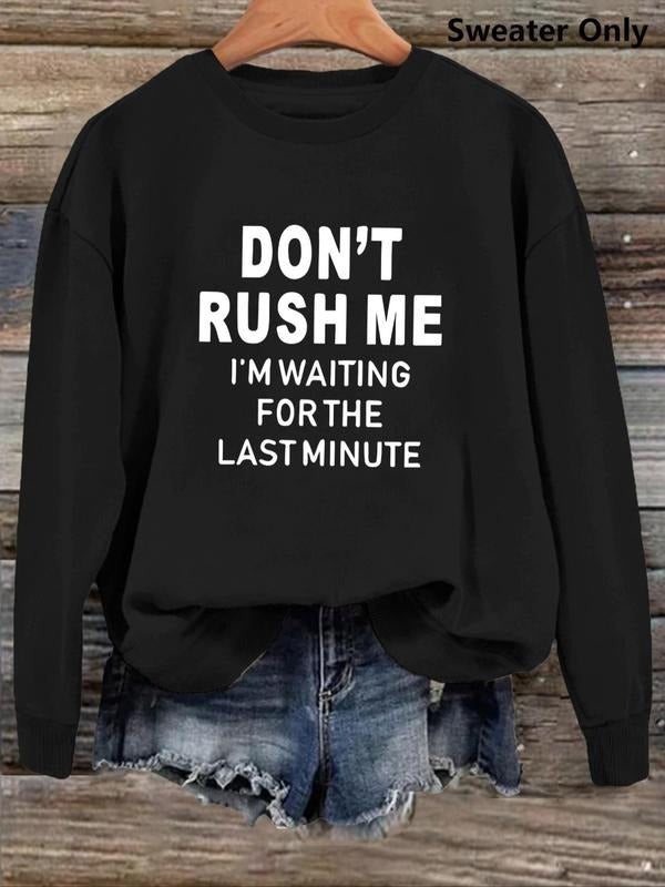 Women's Letter Print Drop Shoulder Sweatshirt, Casual Long Sleeve Round Neck Pullover for Daily Wear, Ladies Clothes for...