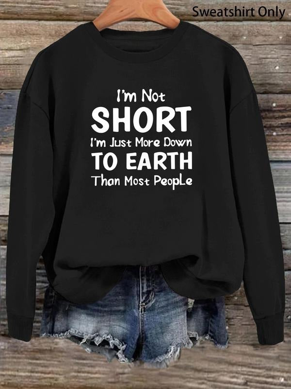 Women's Letter Print Drop Shoulder Sweatshirt, Casual Long Sleeve Round Neck Pullover for Daily Wear, Ladies Clothes for...