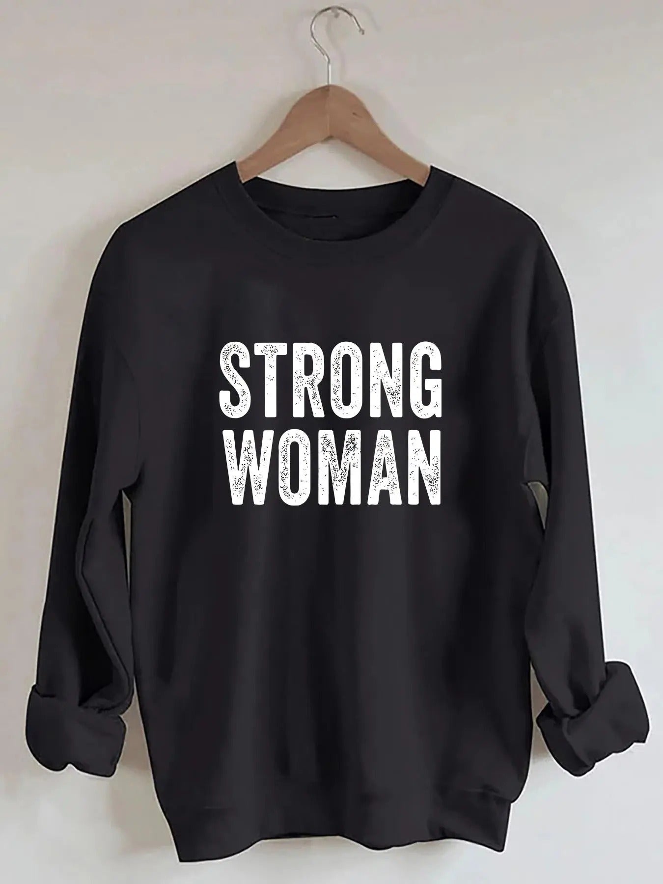 Women's Letter Print Drop Shoulder Sweatshirt, Casual Long Sleeve Round Neck Pullover for Daily Wear, Ladies Clothes for...