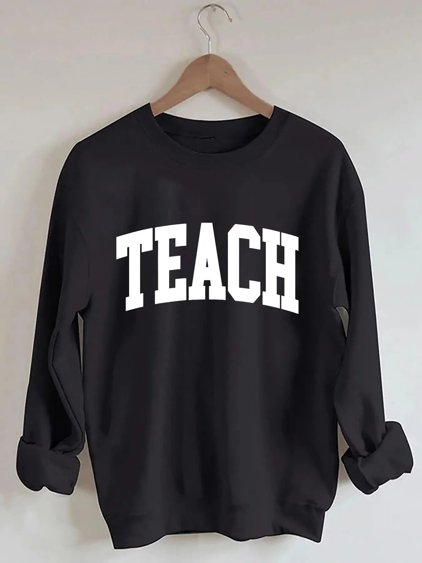 Women's Letter Print Drop Shoulder Sweatshirt, Casual Long Sleeve Round Neck Pullover for Daily Wear, Ladies Clothes for...