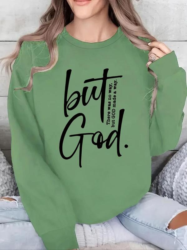Women's Letter Print Drop Shoulder Sweatshirt, Casual Long Sleeve Round Neck Pullover for Fall & Winter, Ladies Clothes...