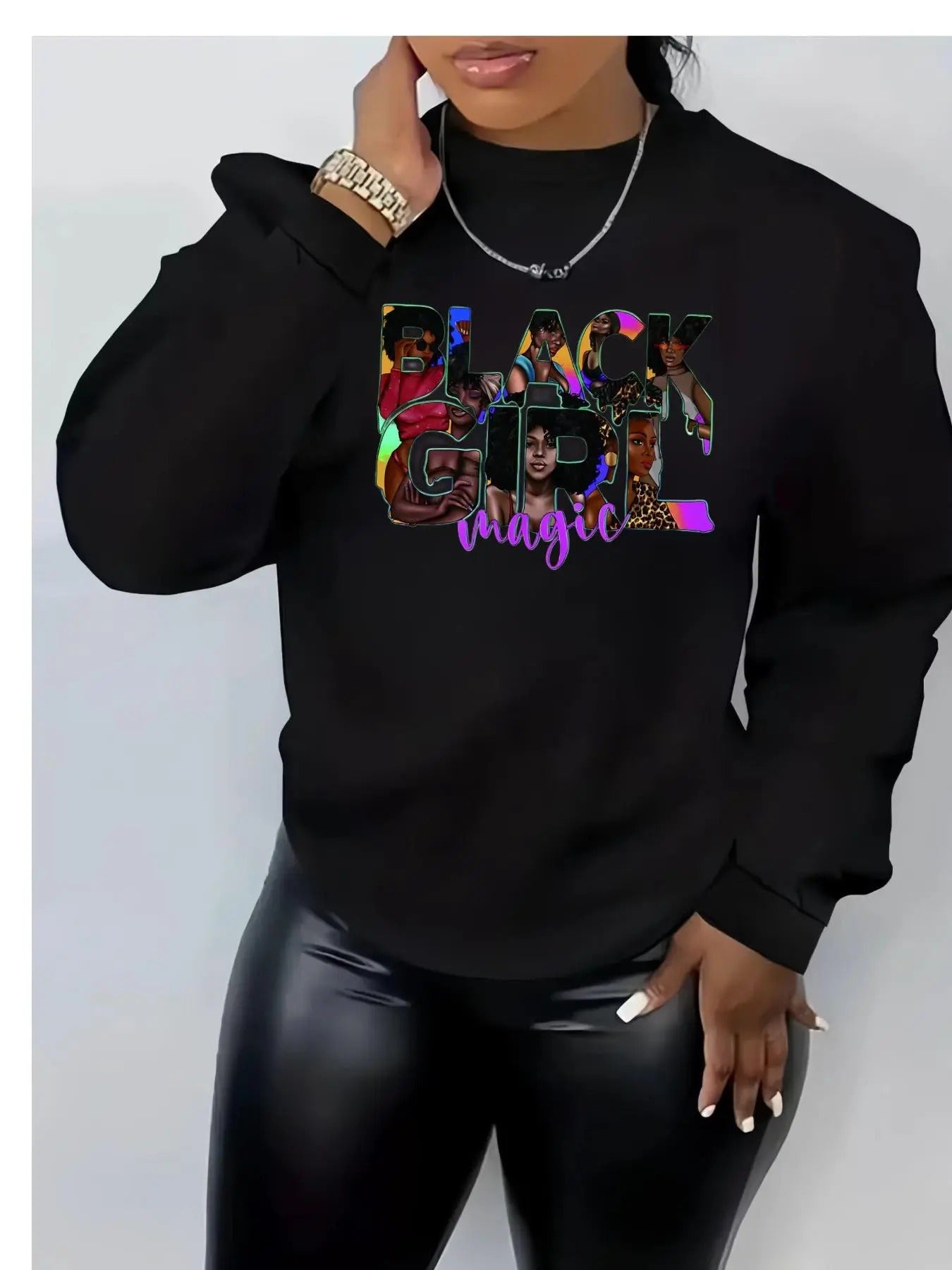 Women's Letter Print Drop Shoulder Sweatshirt, Casual Long Sleeve Round Neck Pullover for Fall & Winter, Ladies Clothes...