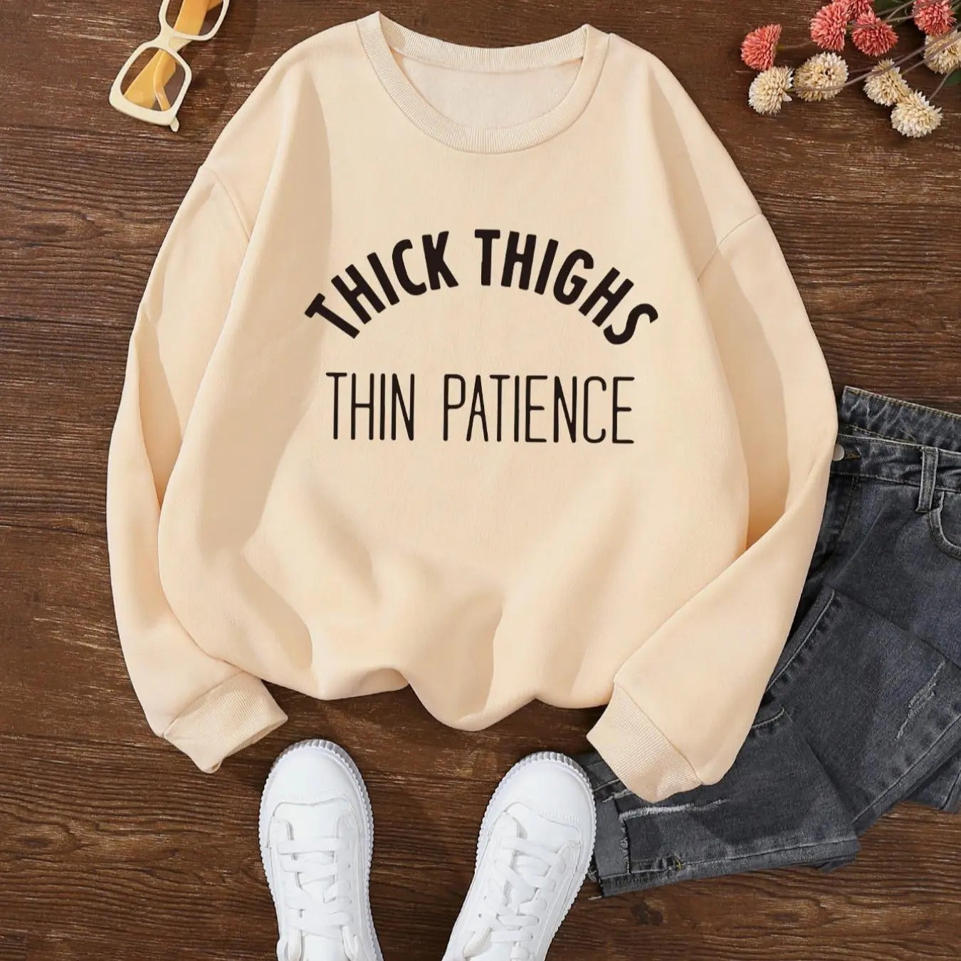 Women's Letter Print Drop Shoulder Sweatshirt, Casual Long Sleeve Round Neck Pullover for Fall & Winter, Ladies Clothes...