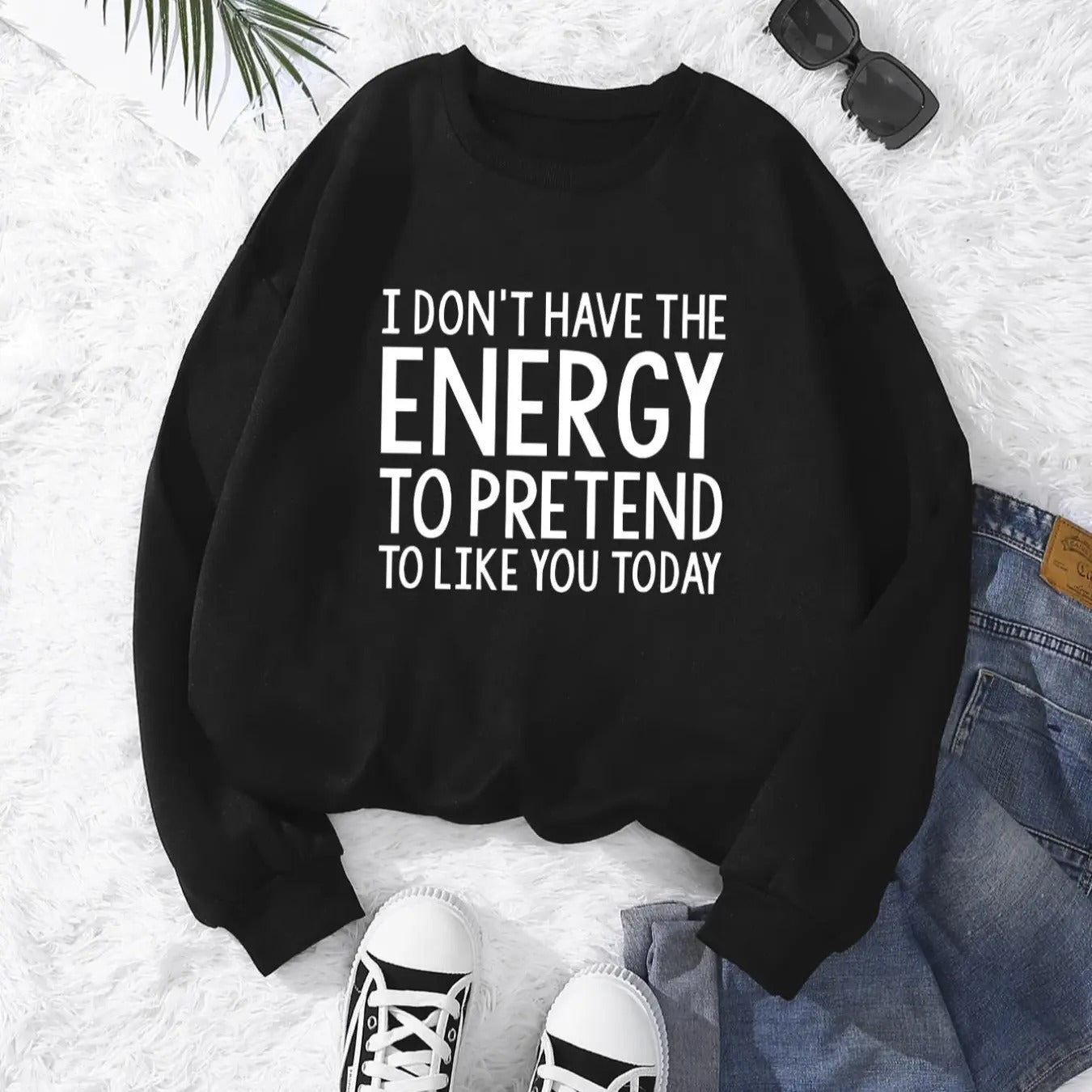 Women's Letter Print Drop Shoulder Sweatshirt, Casual Long Sleeve Round Neck Pullover for Fall & Winter, Ladies Clothes...