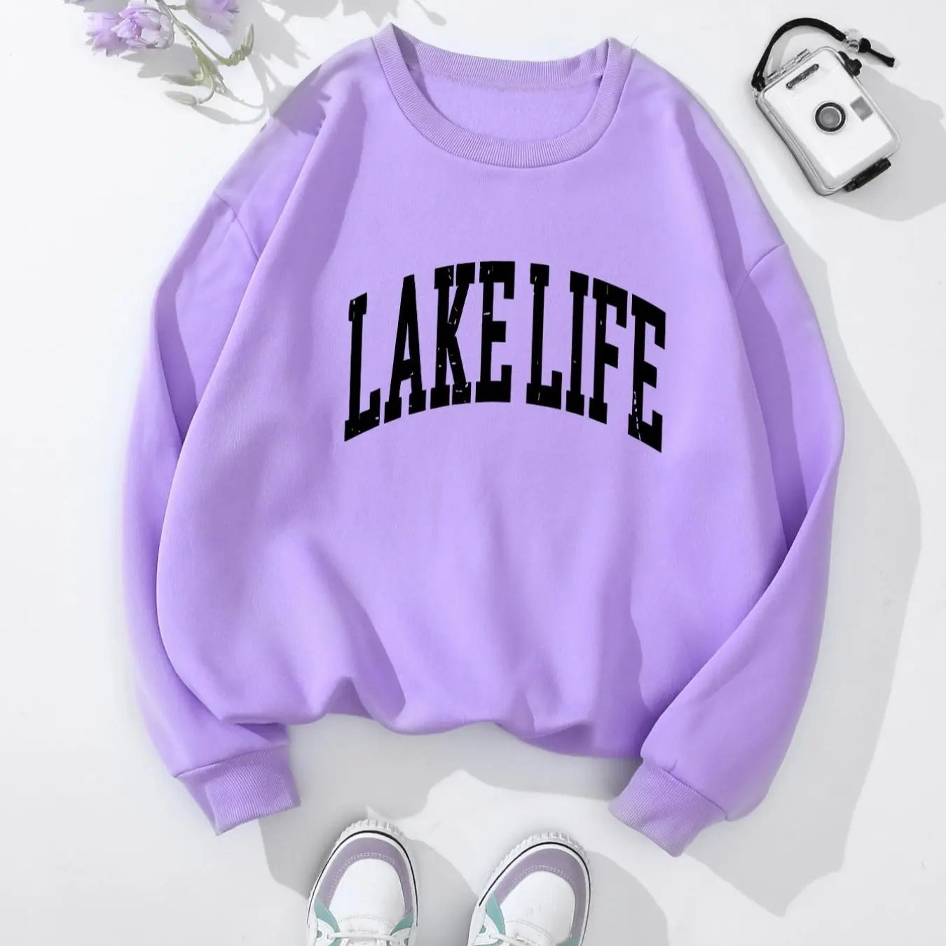 Women's Letter Print Drop Shoulder Sweatshirt, Casual Long Sleeve Round Neck Pullover for Fall & Winter, Ladies Clothes...