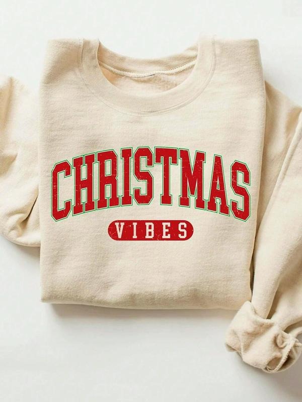 Letter Print Drop Shoulder Casual Long Sleeve Round Neck Fall & Winter Clothes Daily Wearstyle{N002}2 T-Shirts, Hoodie, Sweatshirt