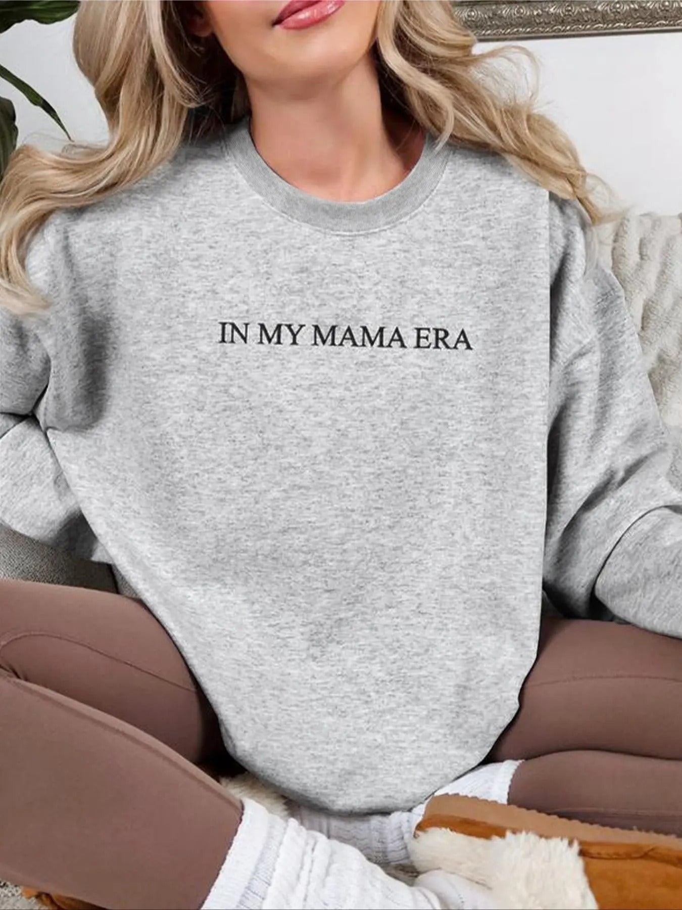Women's Letter Print Drop Shoulder Sweatshirt, Casual Long Sleeve Round Neck Pullover for Fall & Winter, Women's Clothes...