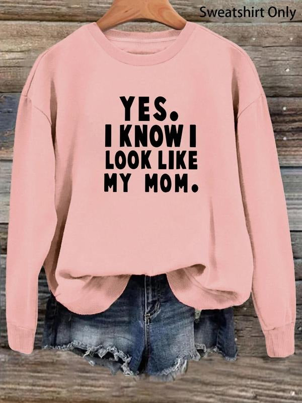 Women's Letter Print Drop Shoulder Sweatshirt, Casual Long Sleeve Round Neck Pullover for Fall & Winter, Women's Clothes...