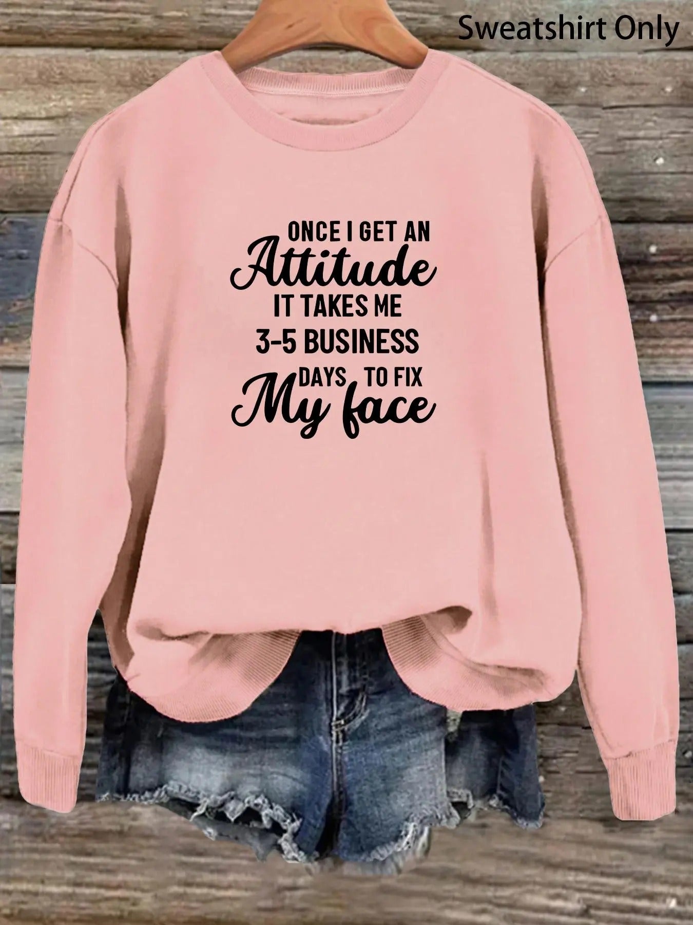 Women's Letter Print Drop Shoulder Sweatshirt, Casual Long Sleeve Round Neck Pullover for Fall & Winter, Women's Clothes...
